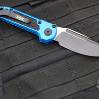 Microtech 2024 LUDT OTS Knife- Single Edge- Blue Handle- Black Plain Edge Blade 1135-1 BL