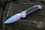 Microtech LUDT OTS Knife- Single Edge- Aurora Finished Handle- Aurora Finished Plain Edge Blade 1135-1 LPAUS