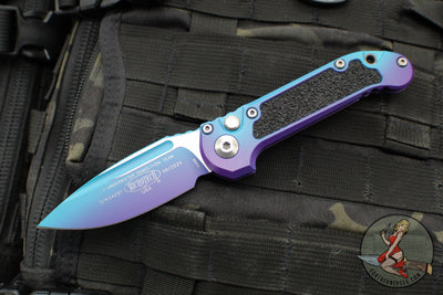 Microtech LUDT OTS Knife- Single Edge- Aurora Finished Handle- Aurora Finished Plain Edge Blade 1135-1 LPAUS