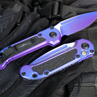 Microtech LUDT OTS Knife- Single Edge- Purple Aurora Finished Handle- Purple Aurora Finished Plain Edge Blade 1135-1 PUAUS-Z4