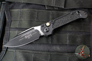 Microtech LUDT OTS Knife- Single Edge- Tactical- Black Handle- Black Plain Edge Blade 1135-1 T