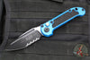 Microtech 2025 LUDT OTS Knife- Single Edge- Blue Handle- Black Part Serrated Edge Blade 1135-2 BL