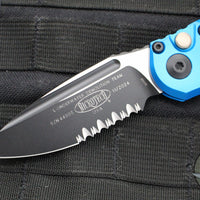 Microtech 2025 LUDT OTS Knife- Single Edge- Blue Handle- Black Part Serrated Edge Blade 1135-2 BL