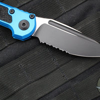 Microtech 2025 LUDT OTS Knife- Single Edge- Blue Handle- Black Part Serrated Edge Blade 1135-2 BL