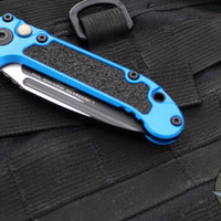 Microtech 2025 LUDT OTS Knife- Single Edge- Blue Handle- Black Part Serrated Edge Blade 1135-2 BL