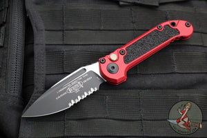 Microtech 2024 LUDT OTS Knife- Single Edge- Red Handle- Black Part Serrated Edge Blade 1135-2 RD