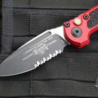 Microtech 2024 LUDT OTS Knife- Single Edge- Red Handle- Black Part Serrated Edge Blade 1135-2 RD