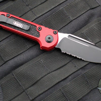 Microtech 2024 LUDT OTS Knife- Single Edge- Red Handle- Black Part Serrated Edge Blade 1135-2 RD