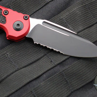 Microtech 2024 LUDT OTS Knife- Single Edge- Red Handle- Black Part Serrated Edge Blade 1135-2 RD