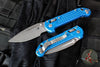 Microtech LUDT- Ram Lok Manual- Single Edge- Frag Pattern Blue Finished Aluminum Handle- Apocalyptic Finished Blade 1135RL-10 APFRBL