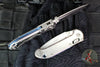 Marfione Select LUDT- Ram Lok Manual- Clip Point Edge- Stonewash Finished Smooth Titanium Handle- Stonewash Plain Edge Blade- Blue Accents 1135RLS-10 MS2