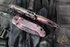 Microtech LUDT OTS Knife- Single Edge- Smooth Body- Topographic Black/Pink Camo Finished Handle And Plain Edge Blade 1135S-1 TPBKPKCS