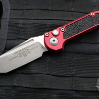 Microtech LUDT OTS Knife- Tanto Edge- Merlot Red Handle- Apocalyptic Blade 1136-10 APMR