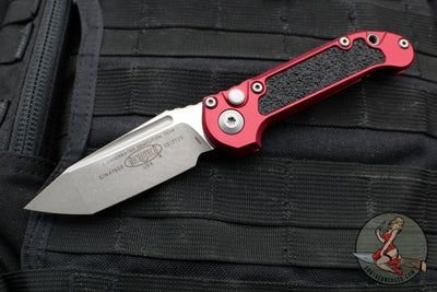 Microtech LUDT OTS Knife- Tanto Edge- Merlot Red Handle- Apocalyptic Blade 1136-10 APMR