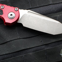 Microtech LUDT OTS Knife- Tanto Edge- Merlot Red Handle- Apocalyptic Blade 1136-10 APMR