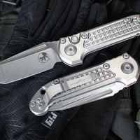 Microtech LUDT OTS Knife- Marfione Select- Frag Pattern Stonewash Finished Titanium Handle- Stonewash Blade 1136-10 FRMS1