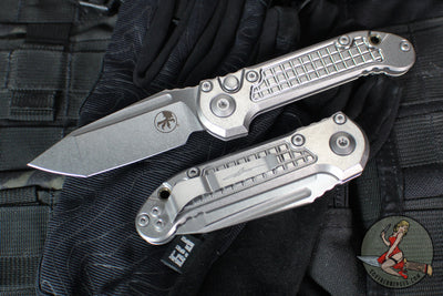 Microtech LUDT OTS Knife- Marfione Select- Frag Pattern Stonewash Finished Titanium Handle- Stonewash Blade 1136-10 FRMS1