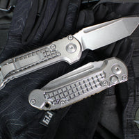 Microtech LUDT OTS Knife- Marfione Select- Frag Pattern Stonewash Finished Titanium Handle- Stonewash Blade 1136-10 FRMS1