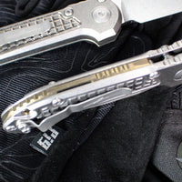 Microtech LUDT OTS Knife- Marfione Select- Frag Pattern Stonewash Finished Titanium Handle- Stonewash Blade 1136-10 FRMS1