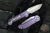 Marfione Select LUDT OTS Knife- Tanto Edge- Purple Haze Anodized Smooth Titanium Handle- Stonewash Plain Edge Blade- Purple Backstrap 1136-10 MS9