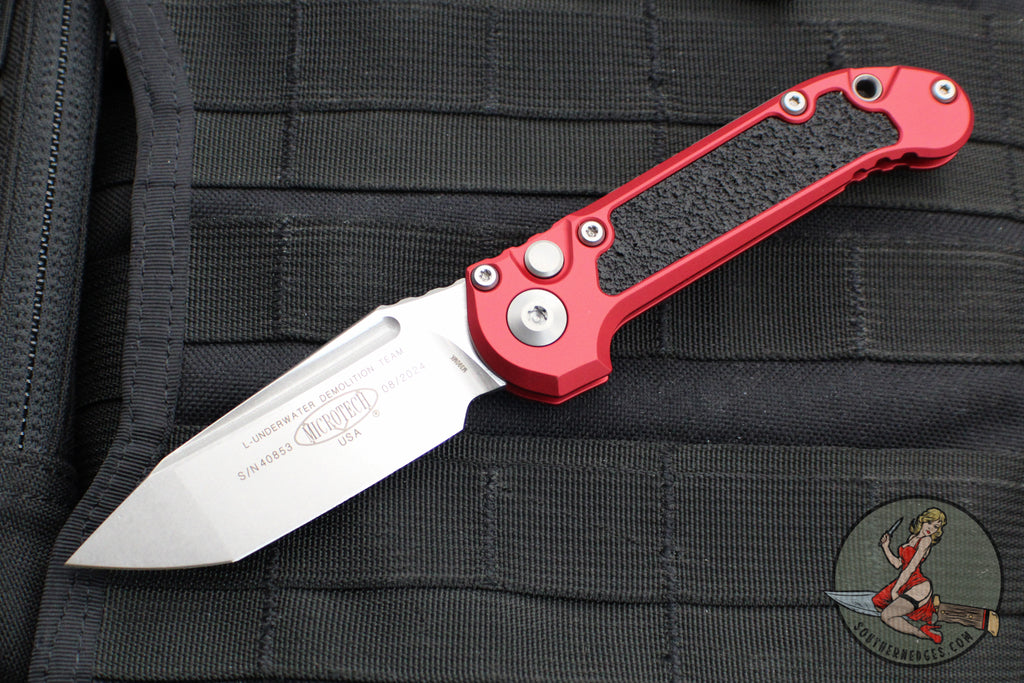 Microtech 2024 LUDT OTS Knife- Tanto Edge- Red Handle- Stonewash Blade 1136-10 RD