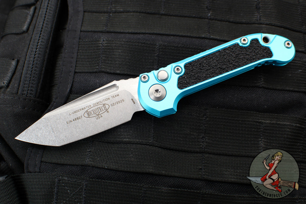 Microtech LUDT OTS Knife- Turquoise Handle- Stonewash Blade 1136-10 TQ