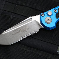 Microtech 2024 LUDT OTS Knife- Tanto Edge- Blue Handle- Apocalyptic Part Serrated Blade 1136-11 APBL