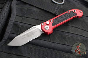 Microtech 2024 LUDT OTS Knife- Tanto Edge- Red Handle- Apocalyptic Part Serrated Blade 1136-11 APRD