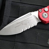 Microtech 2024 LUDT OTS Knife- Red Handle- Apocalyptic Part Serrated Blade 1135-11 APRD