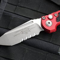 Microtech 2024 LUDT OTS Knife- Tanto Edge- Red Handle- Apocalyptic Part Serrated Blade 1136-11 APRD