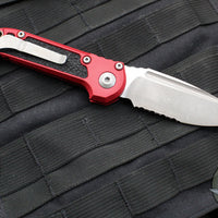 Microtech 2024 LUDT OTS Knife- Red Handle- Apocalyptic Part Serrated Blade 1135-11 APRD