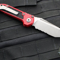 Microtech 2024 LUDT OTS Knife- Tanto Edge- Red Handle- Apocalyptic Part Serrated Blade 1136-11 APRD