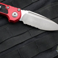 Microtech 2024 LUDT OTS Knife- Red Handle- Apocalyptic Part Serrated Blade 1135-11 APRD