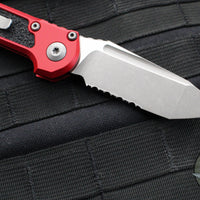 Microtech 2024 LUDT OTS Knife- Tanto Edge- Red Handle- Apocalyptic Part Serrated Blade 1136-11 APRD