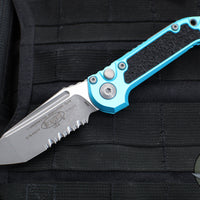 Microtech 2024 LUDT OTS Knife- Tanto Edge- Turquoise Handle- Apocalyptic Part Serrated Blade 1136-11 APTQ