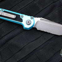 Microtech 2024 LUDT OTS Knife- Tanto Edge- Turquoise Handle- Apocalyptic Part Serrated Blade 1136-11 APTQ