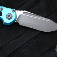 Microtech 2024 LUDT OTS Knife- Tanto Edge- Turquoise Handle- Apocalyptic Part Serrated Blade 1136-11 APTQ