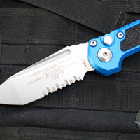 Microtech LUDT OTS Knife- Gen III- Blue Handle- Stonewash Part Serrated Blade 1136-11 BL