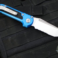 Microtech LUDT OTS Knife- Gen III- Blue Handle- Stonewash Part Serrated Blade 1136-11 BL