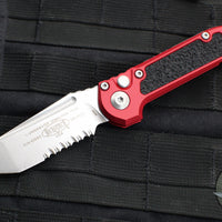 Microtech 2024 LUDT OTS Knife- Tanto Edge- Red Handle- Stonewash Part Serrated Blade 1136-11 RD