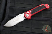 Microtech 2024 LUDT OTS Knife- Tanto Edge- Red Handle- Stonewash Part Serrated Blade 1136-11 RD