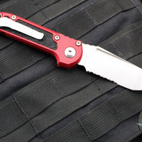 Microtech 2024 LUDT OTS Knife- Tanto Edge- Red Handle- Stonewash Part Serrated Blade 1136-11 RD