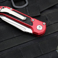 Microtech 2024 LUDT OTS Knife- Tanto Edge- Red Handle- Stonewash Part Serrated Blade 1136-11 RD