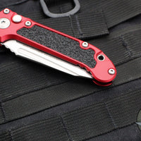 Microtech 2024 LUDT OTS Knife- Tanto Edge- Red Handle- Stonewash Part Serrated Blade 1136-11 RD