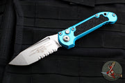 Microtech 2024 LUDT OTS Knife- Turquoise Handle- Stonewash Part Serrated Blade 1136-11 TQ
