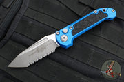 Microtech 2024 LUDT OTS Knife- Tanto Edge- Blue Handle- Apocalyptic Full Serrated Blade 1136-12 APBL