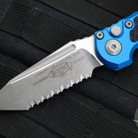 Microtech 2024 LUDT OTS Knife- Tanto Edge- Blue Handle- Apocalyptic Full Serrated Blade 1136-12 APBL