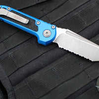 Microtech 2024 LUDT OTS Knife- Tanto Edge- Blue Handle- Apocalyptic Full Serrated Blade 1136-12 APBL