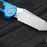 Microtech 2024 LUDT OTS Knife- Tanto Edge- Blue Handle- Apocalyptic Full Serrated Blade 1136-12 APBL