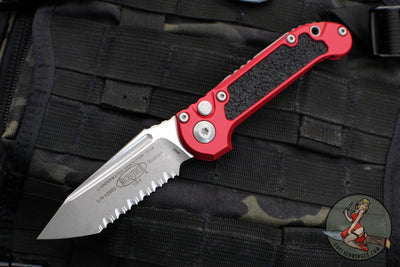 Microtech 2024 LUDT OTS Knife- Tanto Edge- Red Handle- Apocalyptic Full Serrated Blade 1136-12 APRD